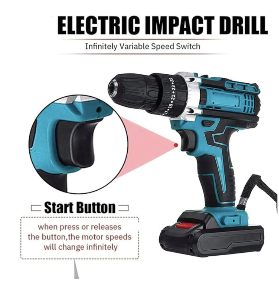 MAKITA Drill Cordless Drill Hammer Drill Batteri Cordless Impact Drill - Image 3